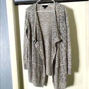 Gray Open-Front Cardigan Sweater